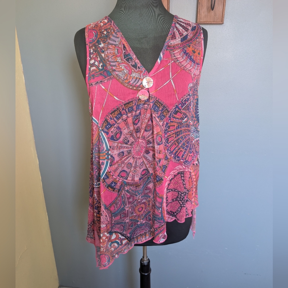 Bohemian Asymmetrical Sheer Sleeveless Blouse Top